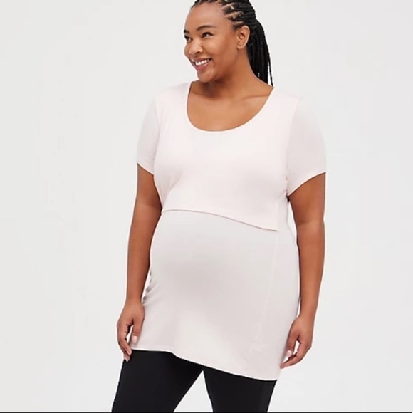 NWT Torrid Super Soft Maternity & Nursing Short Sleeve Tee In Baby Pink - Picture 3 of 8